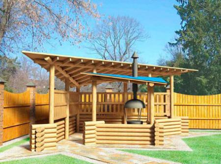 На фото - односкатная крыша деревянной беседки, 1landscapedesign.ru Какую и как сделать крышу