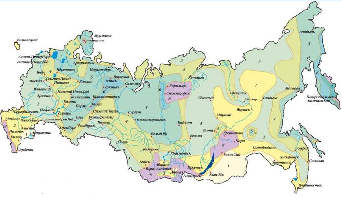 Карта снеговых районов РФ