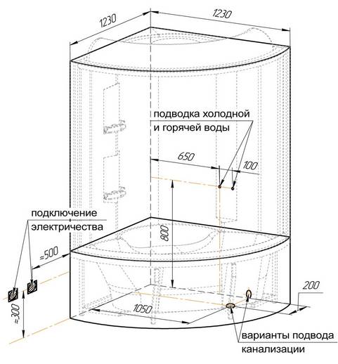 Чертёж душевой кабины Сборка кабины: пошаговая инструкция