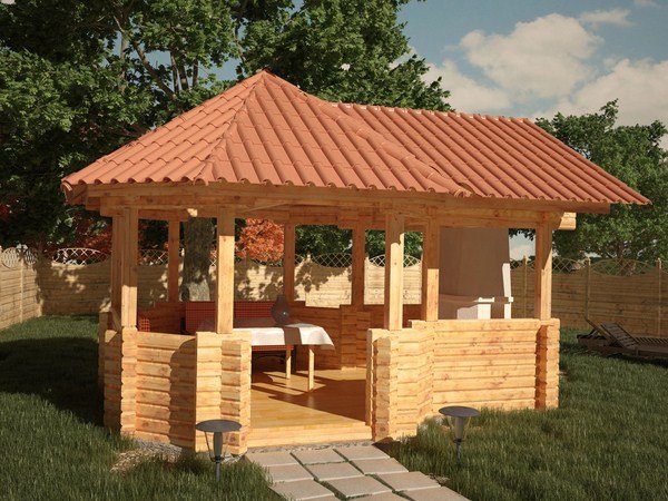 На фото - беседка из бруса, nsk.classdom.ru Варианты строительства садовых беседок